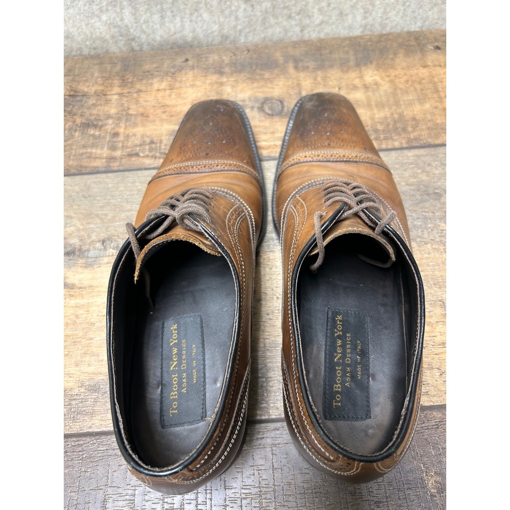 To Boot New York Adam Derrick Brown Leather Brogue Cap Toe Oxford Dress Shoes 9 - Picture 5 of 7